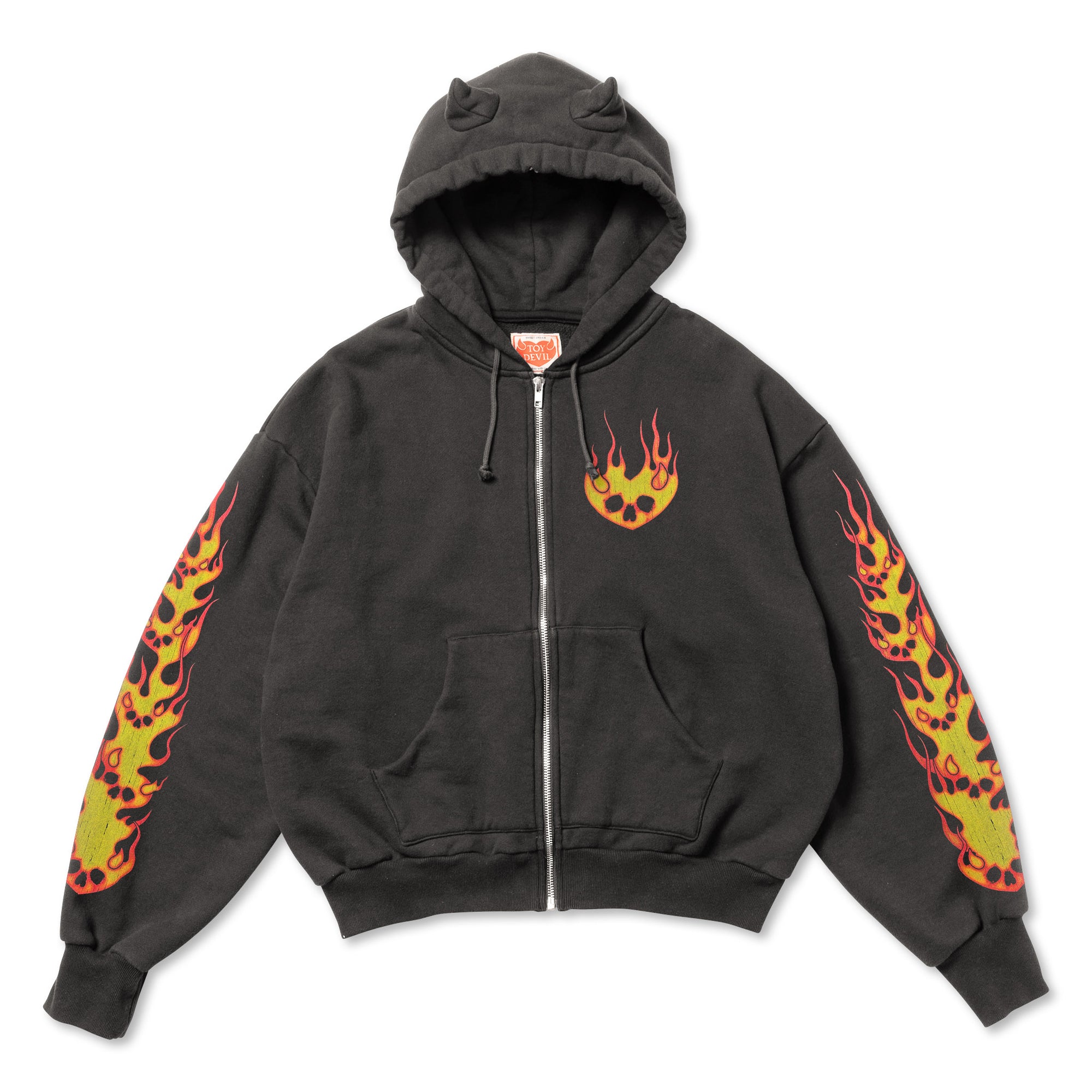 TD25AWCEMZH1/DEVIL ZIP HOODIE-FIRE DEVIL SKULL
