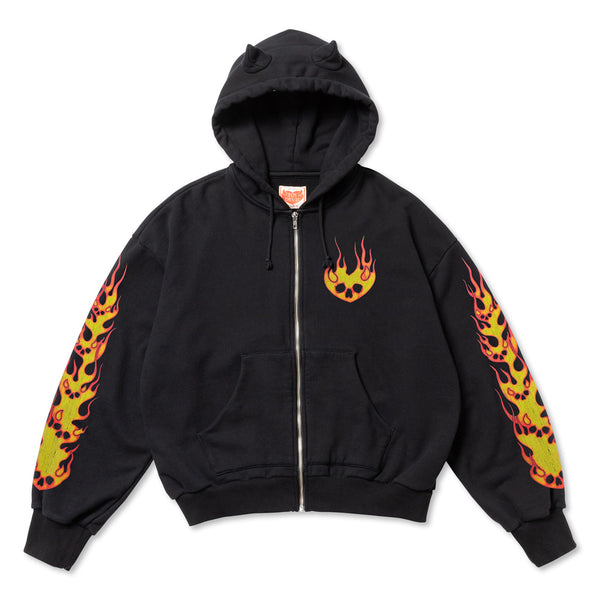 TD25SSCEMZH3/DEVIL ZIP HOODIE-FIRE DEVIL SKULL