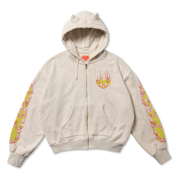 TD25SSCEMZH3/DEVIL ZIP HOODIE-FIRE DEVIL SKULL