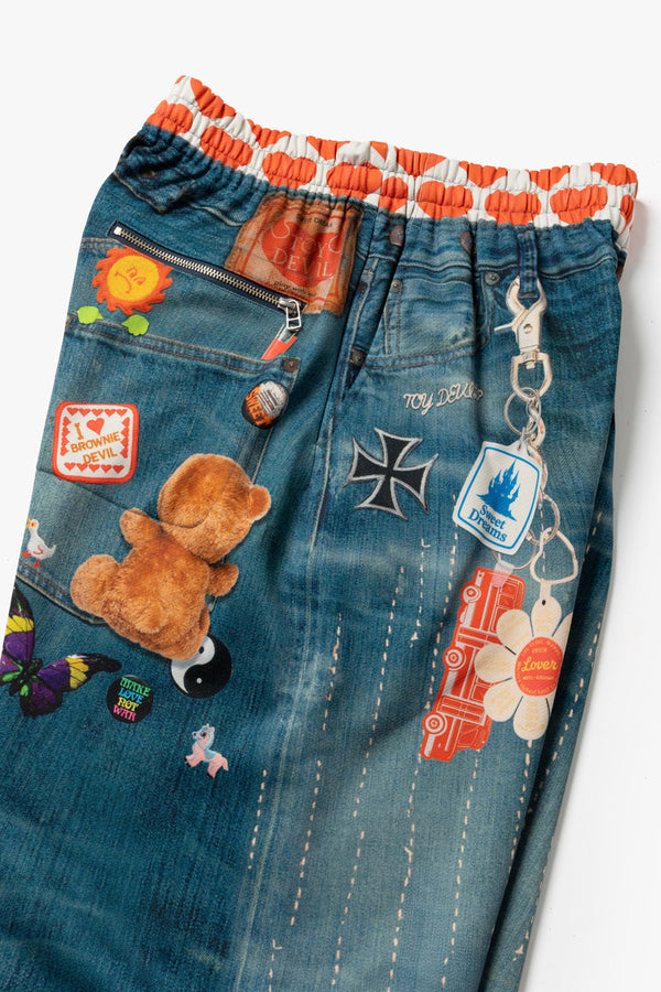 TD26WPNY07/Transfer Print Sweat Pants "Denim"