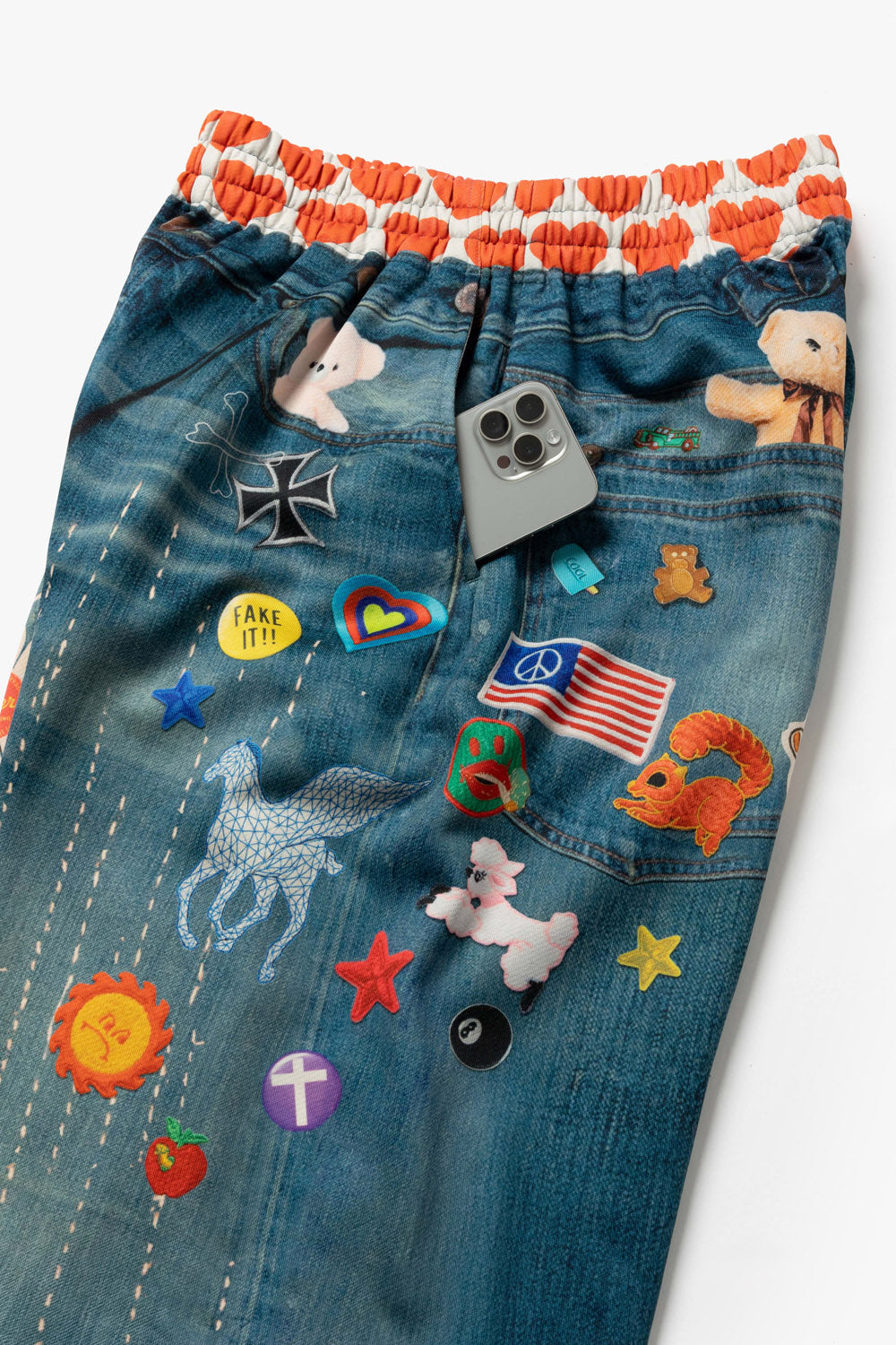 TD26WPNY07/Transfer Print Sweat Pants "Denim"