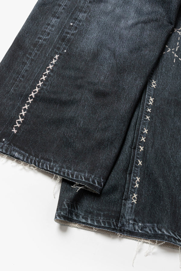 TD26WPNY08/Transfer Print Sweat Pants "Black Denim"