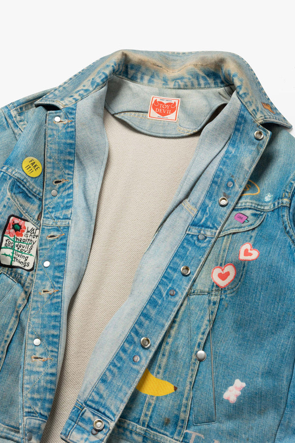 TD26WTNY05/Transfer Print Coach Jacket "Denim"
